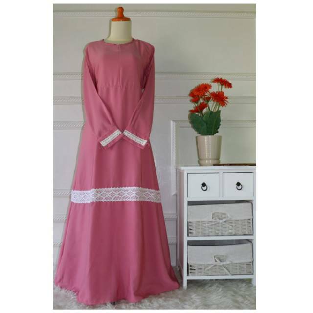 Gamis Polos Wolvis Wolfis Renda