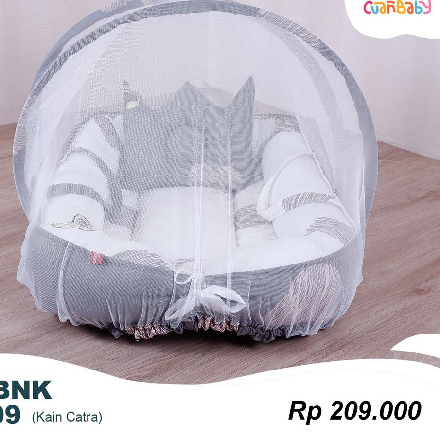 12.12 Product HOT Kasur Bayi Kelambu Motif Cream Love Grey Love  By CUAN BABY STORE Tempat Tidur Bay