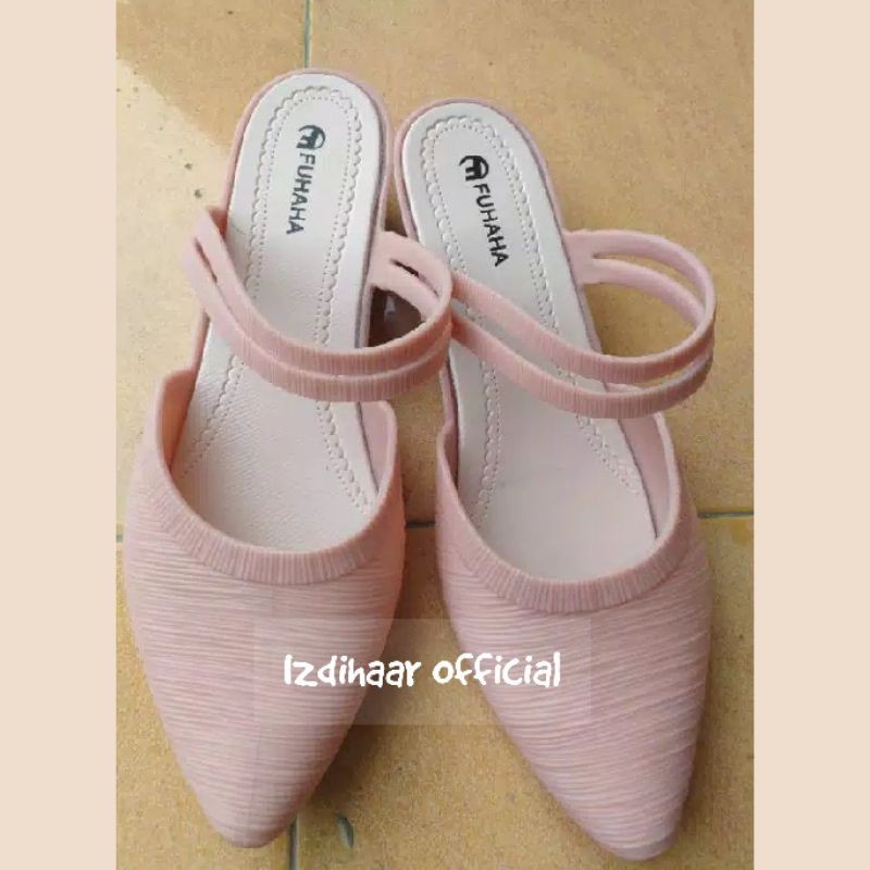 FUHAHA - Sandal Selop Wedges Karet Wanita