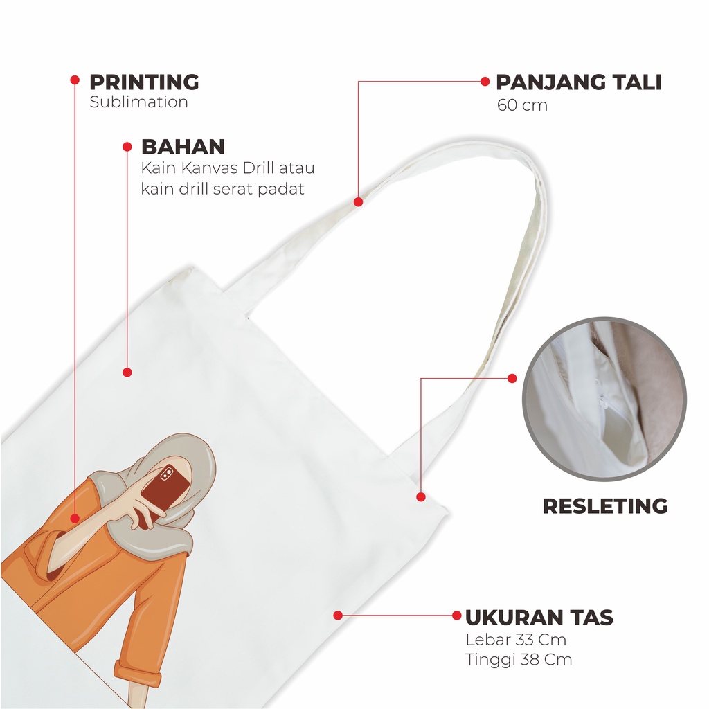 Sevine Totebag Drill Tas Fashion Wanita Tote Bag Resleting Desain Simple - WR