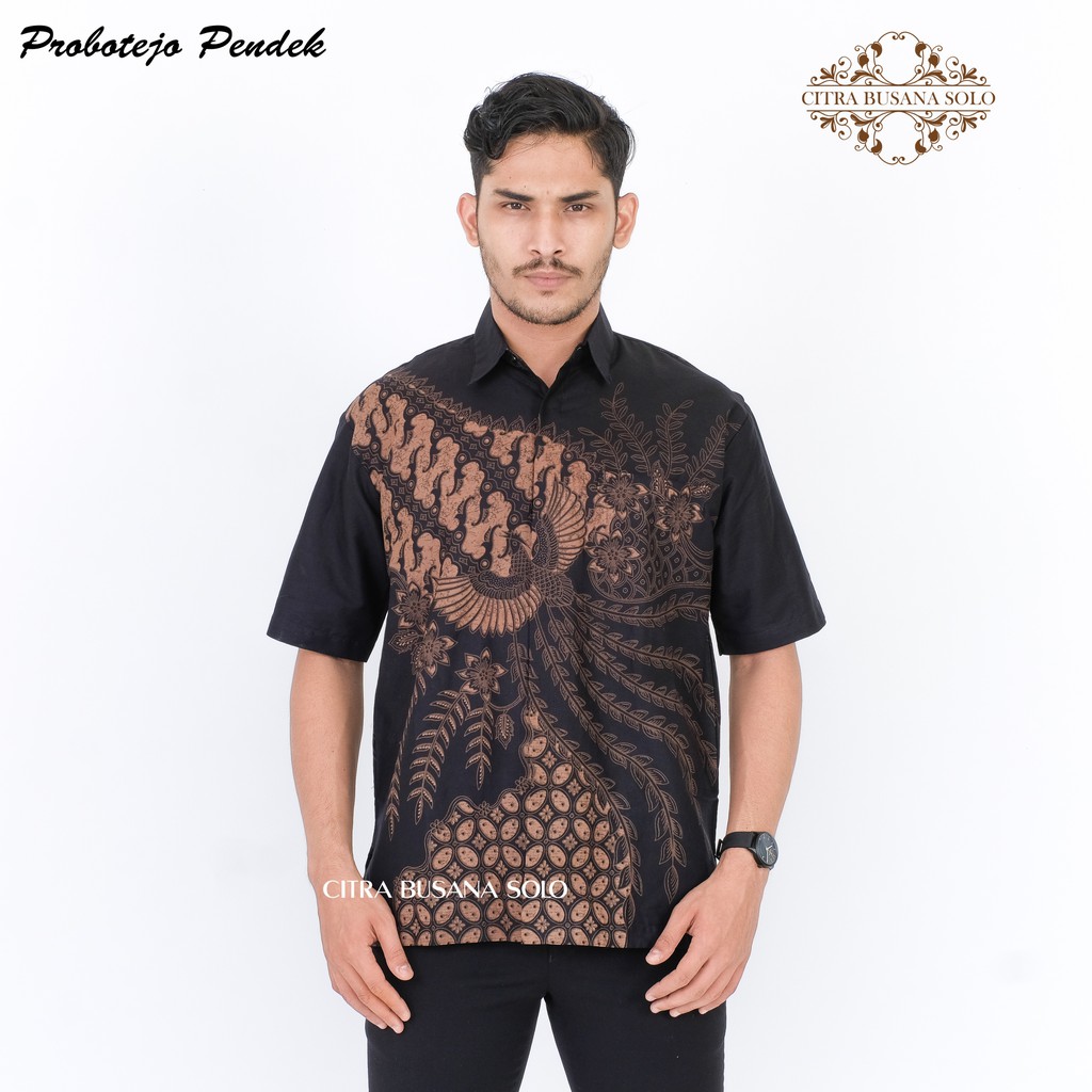 PROBOTEJO PENDEK Kemeja Batik Pria Full Furing Bahan Katun Primisima