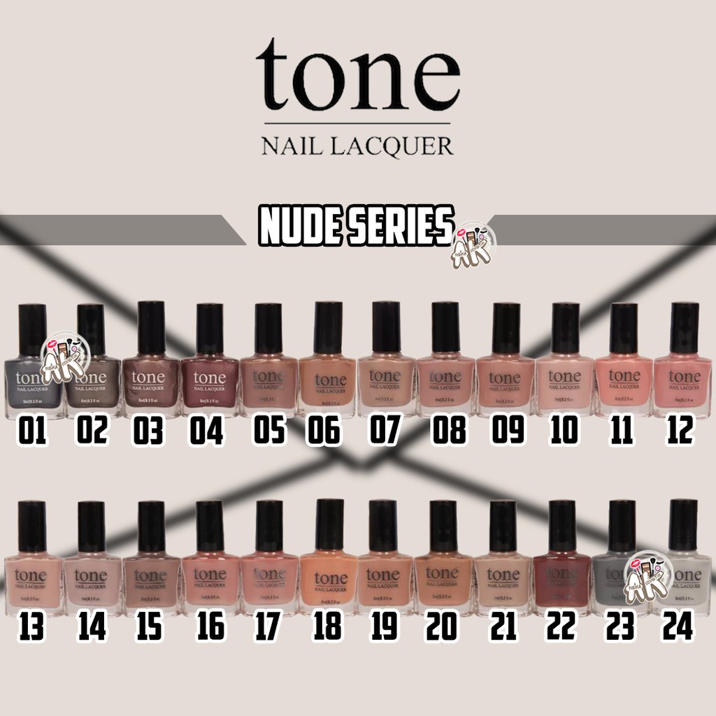 TONE KUTEK SERIES (VITAMIN BOOSTER / NAIL FOUNDATION / BLACK / NUDE / MIXED / WINTER / EARTH / CHIC / TOP COAT (1 BOX ISI 24))