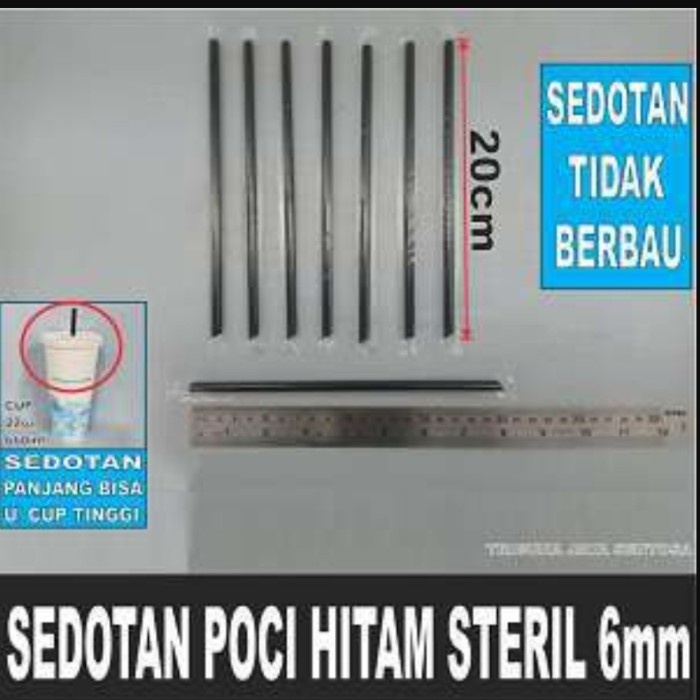 GHM SEDOTAN STERIL PREMIUM 6 MM X 20CM 300PC BUNGKUS PLASTIK RUNCING LURUS