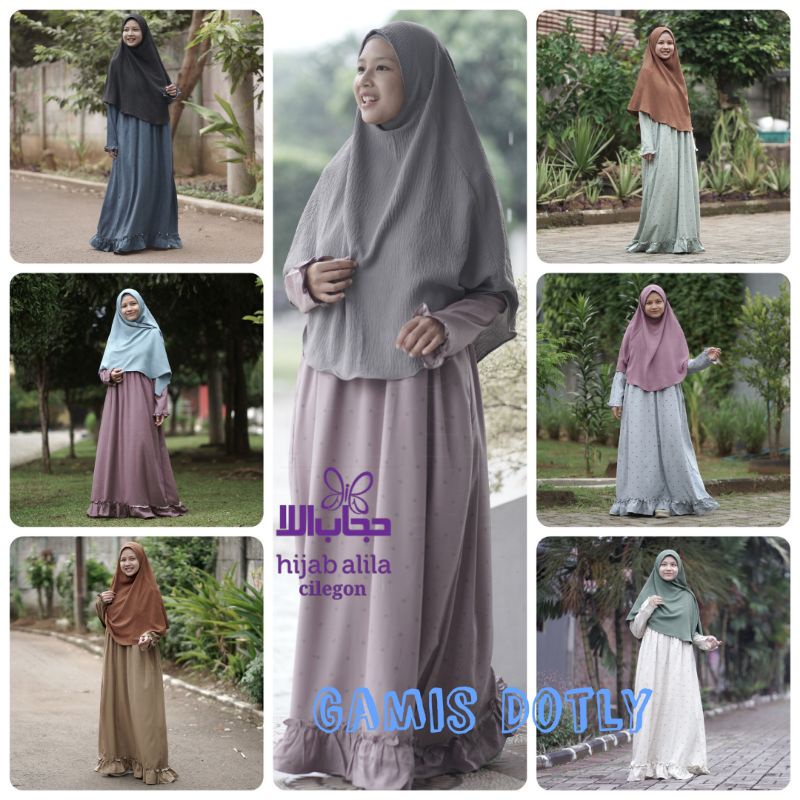 Gamis Dotly By Hijab Alila Dress Syari Motif Polkadot baby doll terbaru best seller
