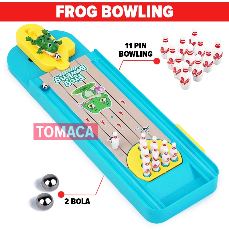 Mainan Anak Edukasi Papan Permainan Keluarga Game Frog Bowling Olah Raga Sport Tembak Pion