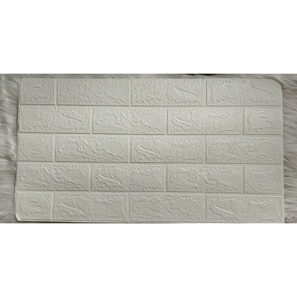 Wallpaper Dinding Foam 3D Kecil Motif Batu Bata / Wallpaper Dinding Foam DD509 [1KG=26PCS]-WHITE
