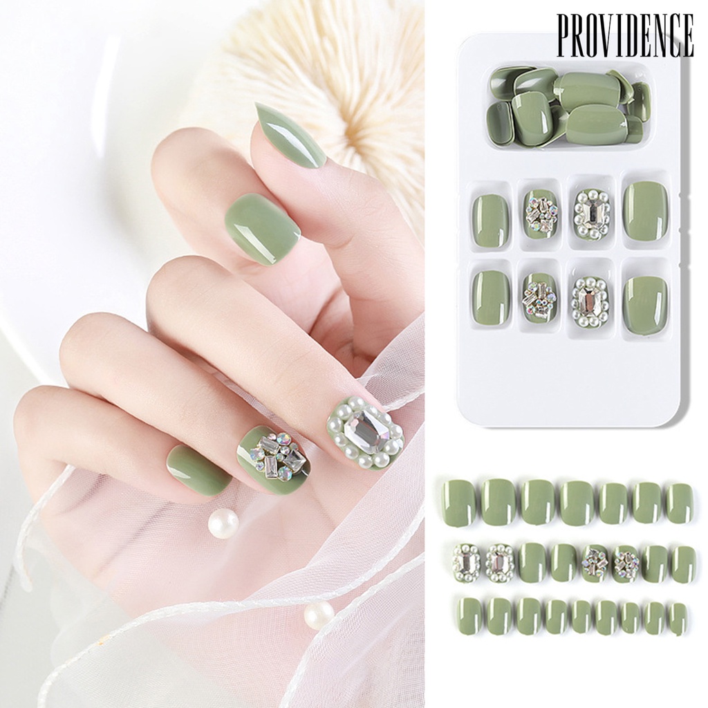 Providence 24pcs / Set Kuku Palsu Bahan Abs Tahan Lama Reusable Untuk Nail Art / Manicure