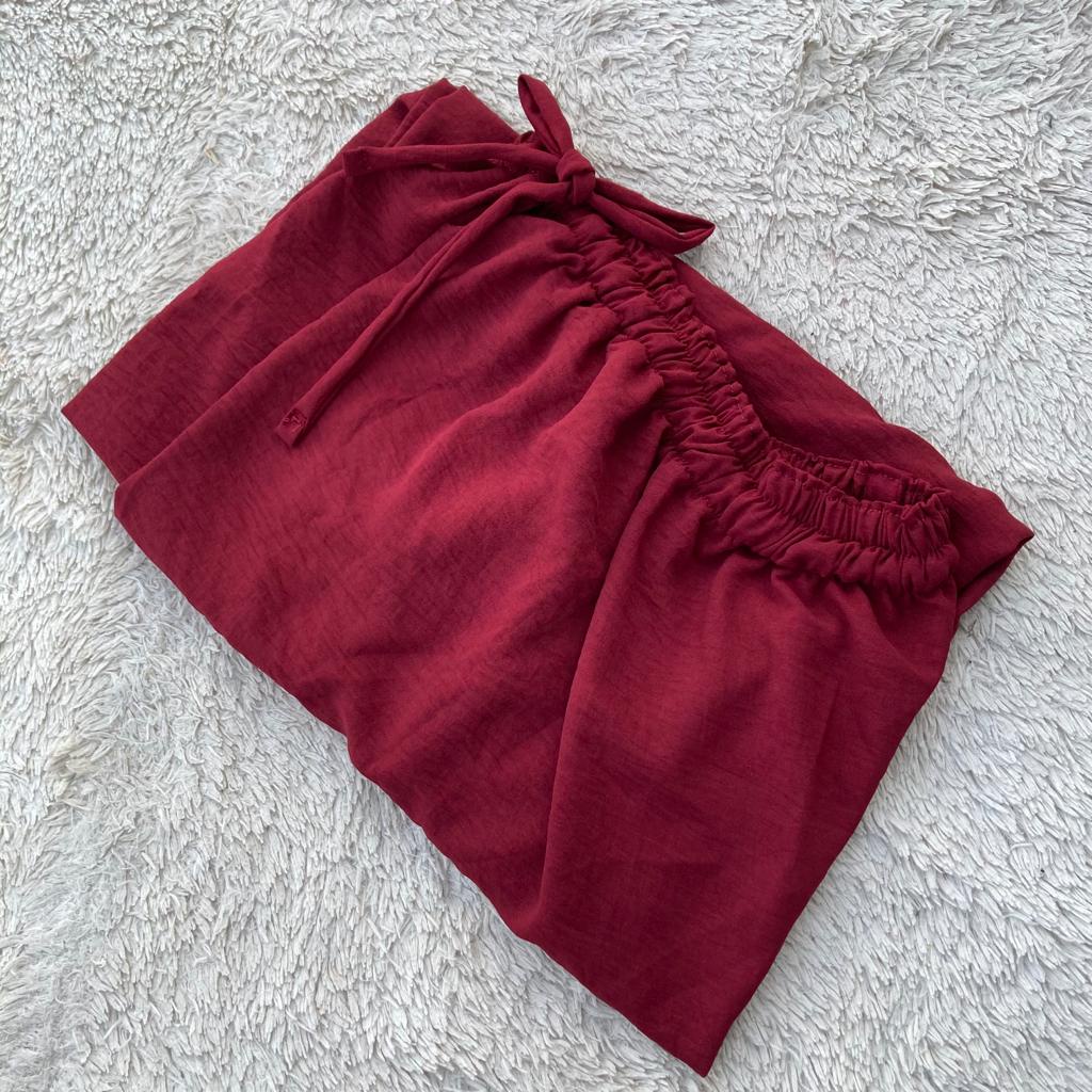 CELANA KULOT CRINKLE PREMIUM / KULOT AIRFLOW / RUBY KULOT CRINKLE /CELANA SANATAI/CELANA TERBARU-cln ariflw marun