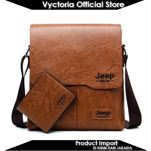 (COD) Vyctoria VOS90661 Tas Selempang Pria 2in1 Slingbag+Dompet Crossbody Terbaru Import Jakarta JT90661 90661