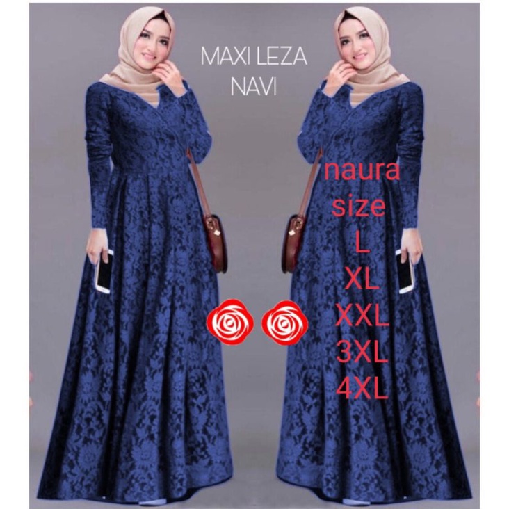 Maxi leza / Ada size super jumbo (Size L,XL,XXL,3XL,4XL)Baju gamis brokat Tulang Gliter Import / busana muslim / Dress acara-2