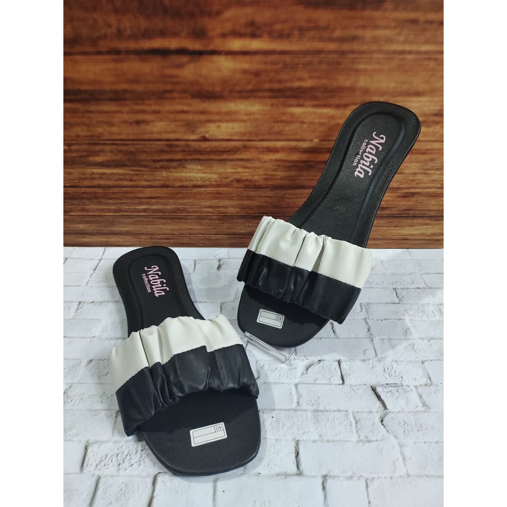 Sandal Teplek Kokop Kerut Dua Warna