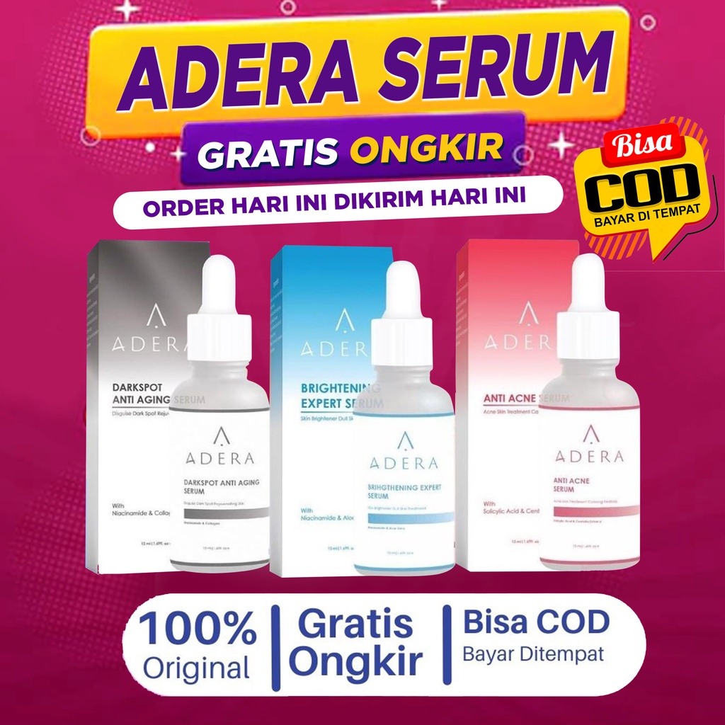 BISA COD Adera Face Serum Anti Acne/Jerawat, Dark Spot/Flek Hitam, Brightening/Pemutih ORIGINAL &amp; BPOM Resmi