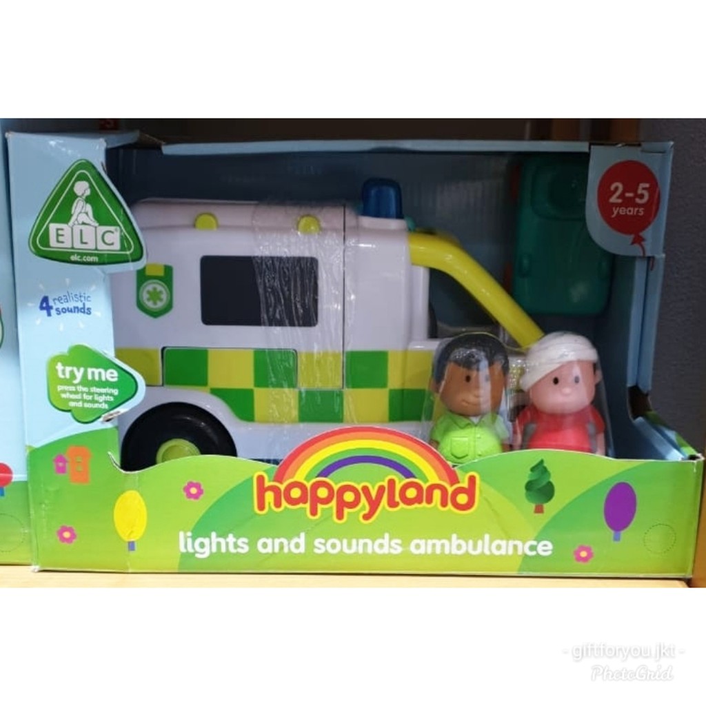 ELC Mainan Anak Lucu Happyland Lights and Sounds Mobil Ambulance Original