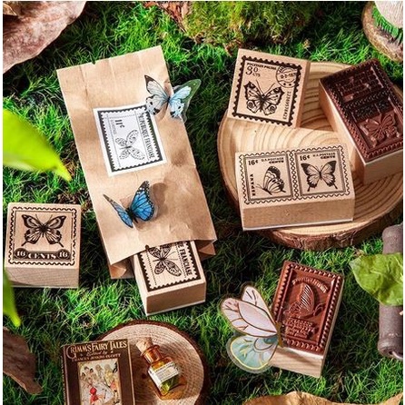 Wooden Stamp - Vintage Butterfly Frame Series