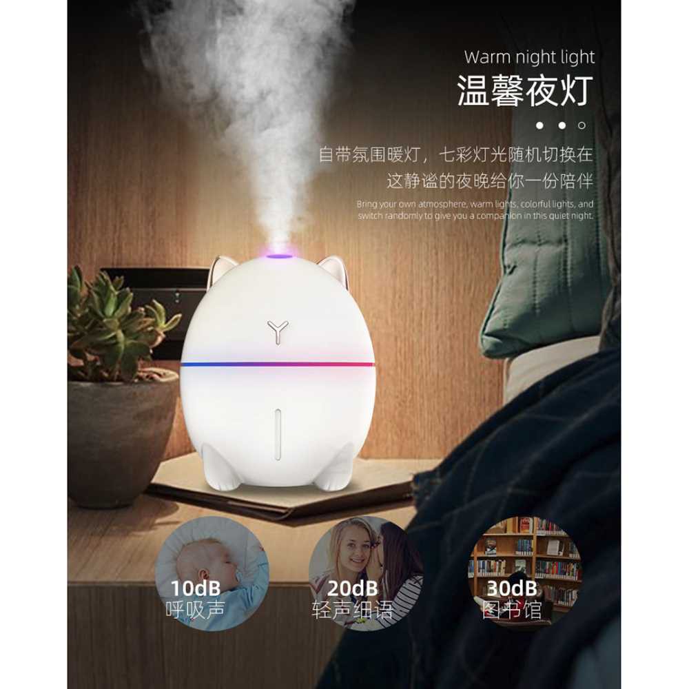 KR 200ML Air Humidifier Aromatherapy Model Dudu Cat Ultrasonic Difuser Aromaterapi Night Light