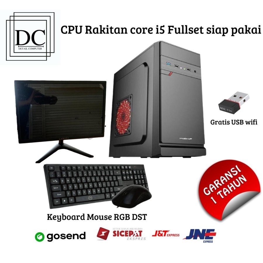 PC komputer Rakitan Core i3 CPU DDR 4GB Fullset Kantoran/Kasir