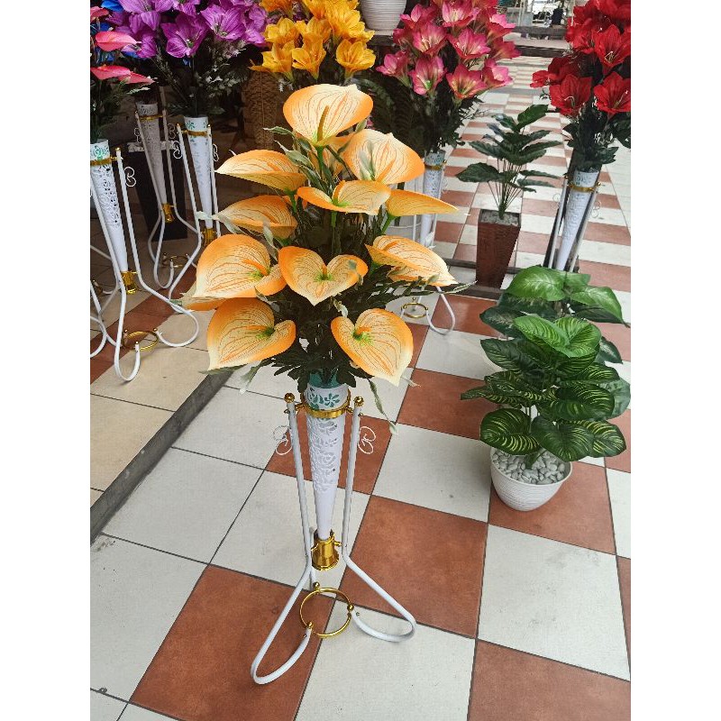 (Bunga saja) Bunga artificial anthurium, Amarilis, Aron panda, Bunga Lilly bunga sudut-7