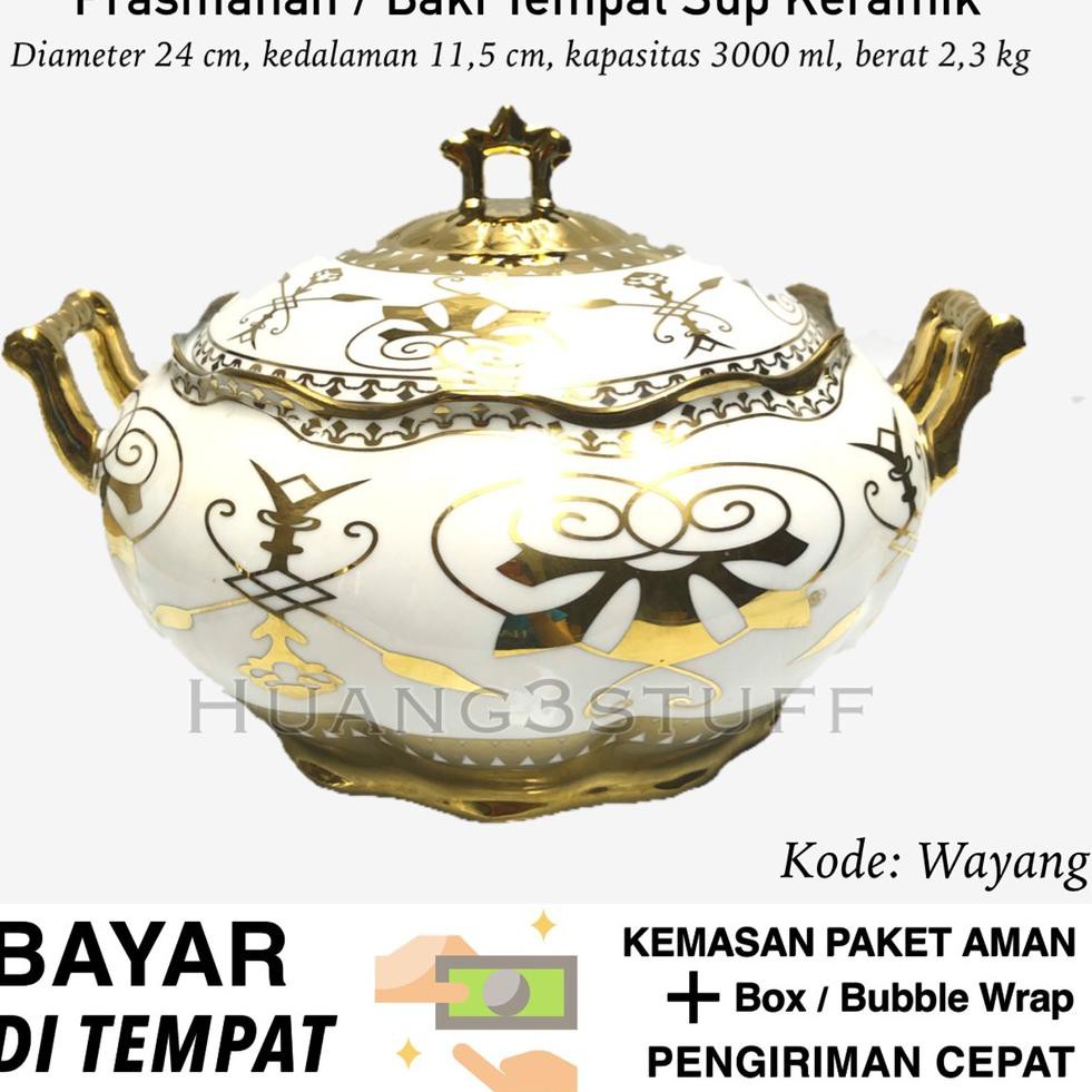 Prasmanan Keramik Bulat / Baki Tempat Lauk Keramik Bulat Prasmanan / Tempat Lauk Opor Soup Pot J10Y