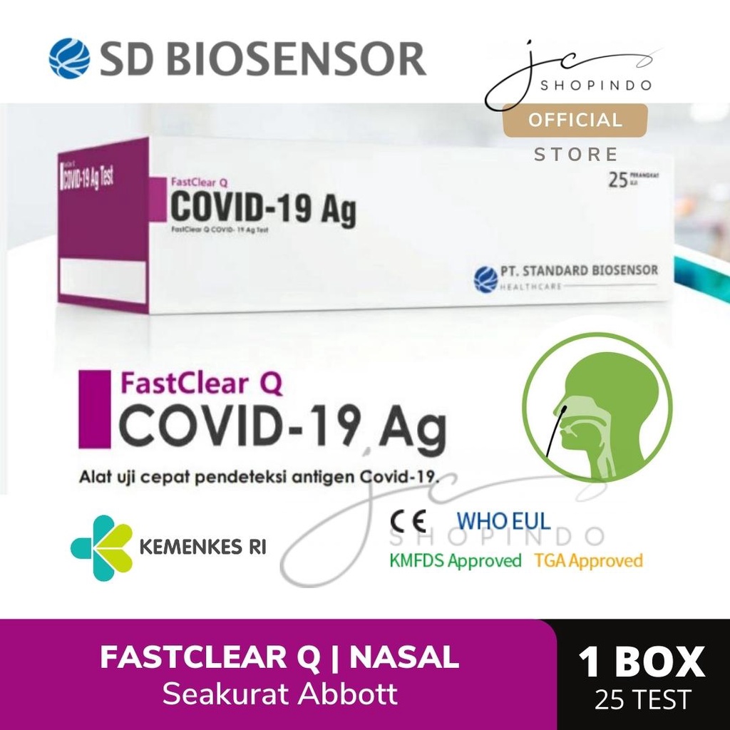 FastClear Q - NEW Nasal Antigen Swab Test Covid-19 / Omicron - Seakurat Abbott Panbio / Bioquick - 1