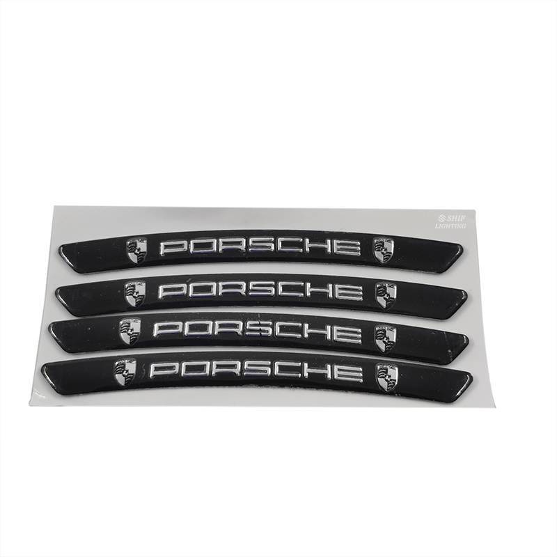 4 x Aluminum PORSHCE Letter Logo Car Auto Wheel Tire Decorative Emblem Badge Sticker Decal PORSHCE