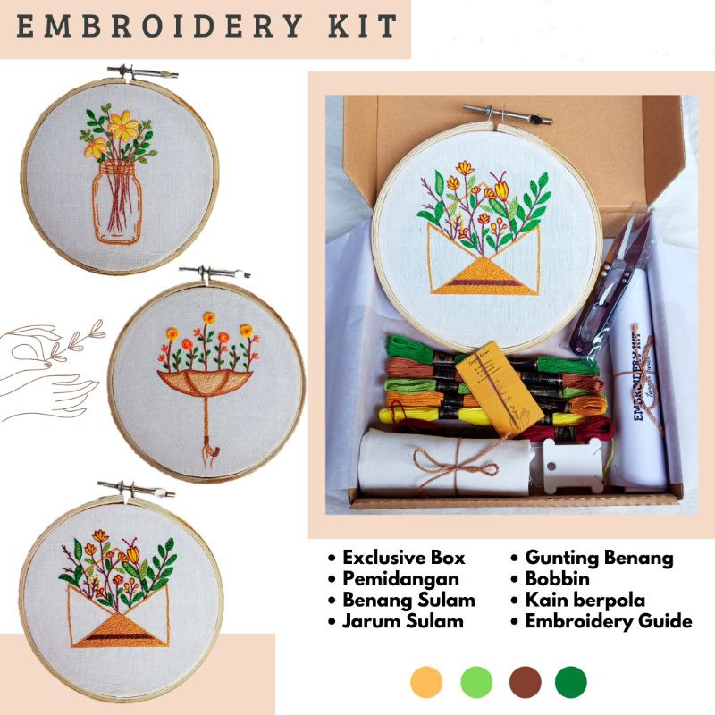 Embroidery Kit Flower - Paket Sulam Tangan Berpola Termurah