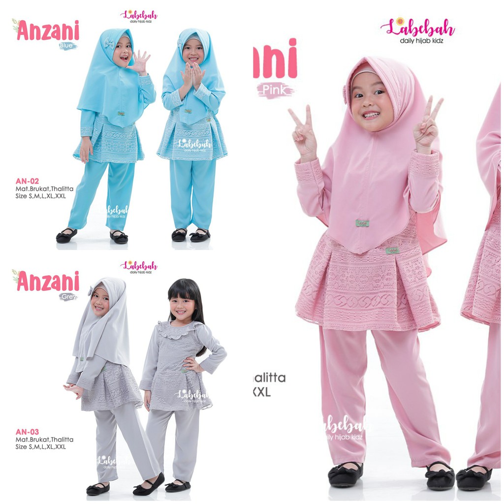 Set Brokat Anak Tunik Celana Anzani by Labebah