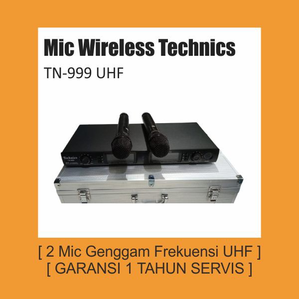 Mic Wireless Mikrophone Nirkabel Technis Technic TN-999 TN 999 Handleheld Genggam 2 Ch Chanel Adjust