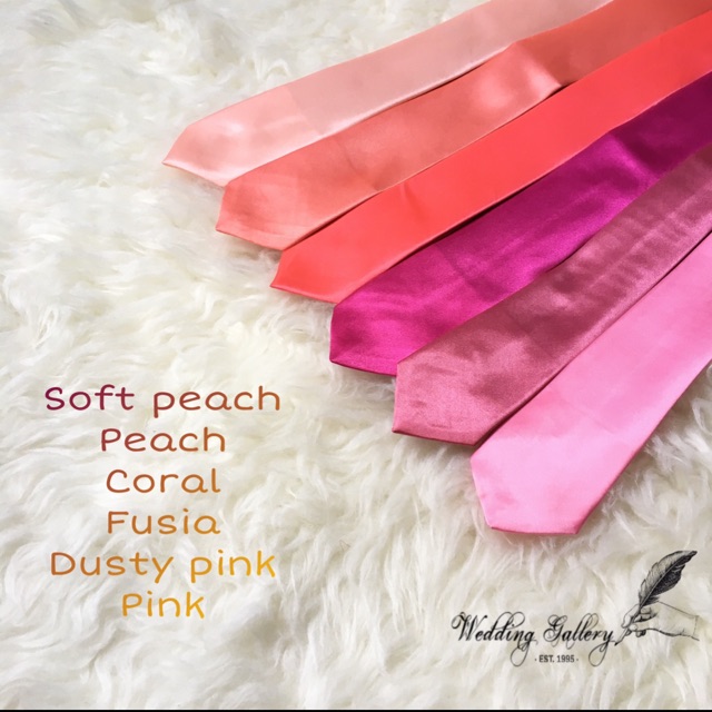 Dasi Panjang Long Tie Polos Satin Edisi Warna Peach Salem Pink Coral Fusia Dusty Pink Dll Shopee Indonesia