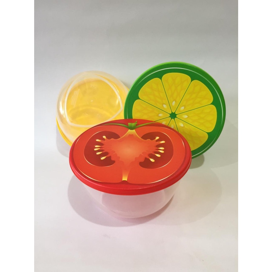 Mangkok Fancy Bowl Mangkuk + Tutup Plastik Motif Tempat Makan Lunchbox - Kuning