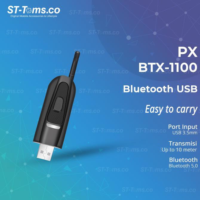 PX BTX 1100 Bluetooth USB Tanpa Driver Transmitter Audio 5.0