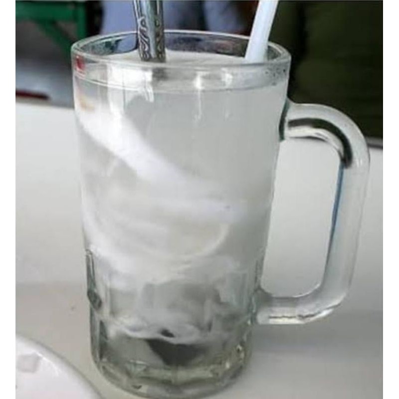 Gelas kaca gagang/gelas teh/gelas es kelapa muda set isi 6pcs