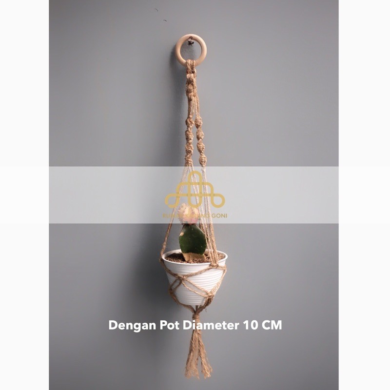 Gantungan Pot Macrame Tali Goni - Gantungan Pot Bunga - Jute Macrame Plant Hanger - Wall Hanging Pot