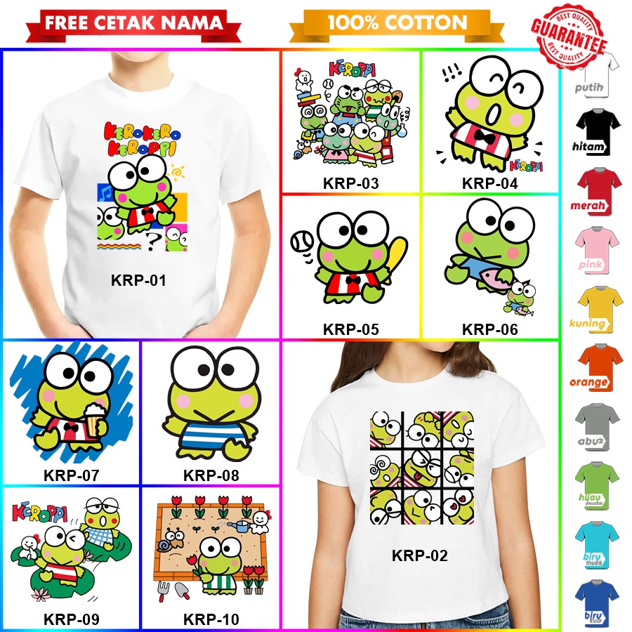 [FREE NAMA!!] Baju Kaos COUPLE ANAK DAN DEWASA KEROPPI BANYAK MOTIF