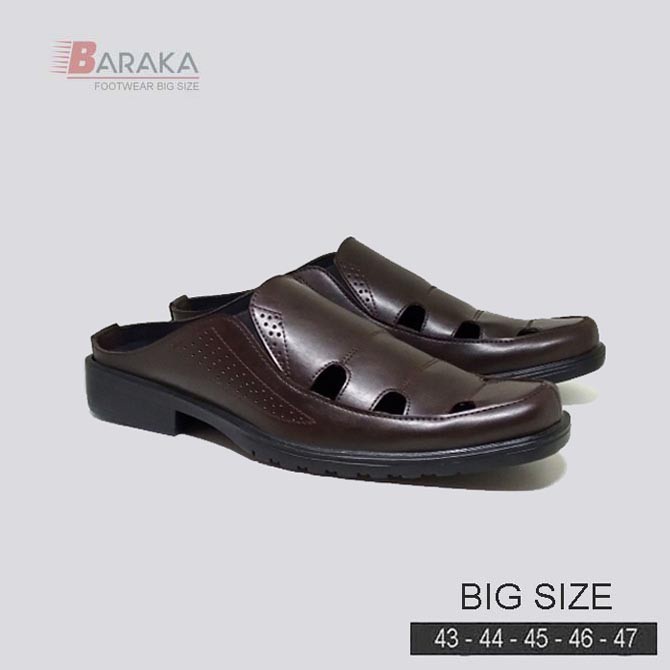 Zagib x Baraka |Kulit Asli| Sepatu Sandal Pria (Ukuran Kaki Besar Jumbo) Bustong Pantofel Formal Cowok