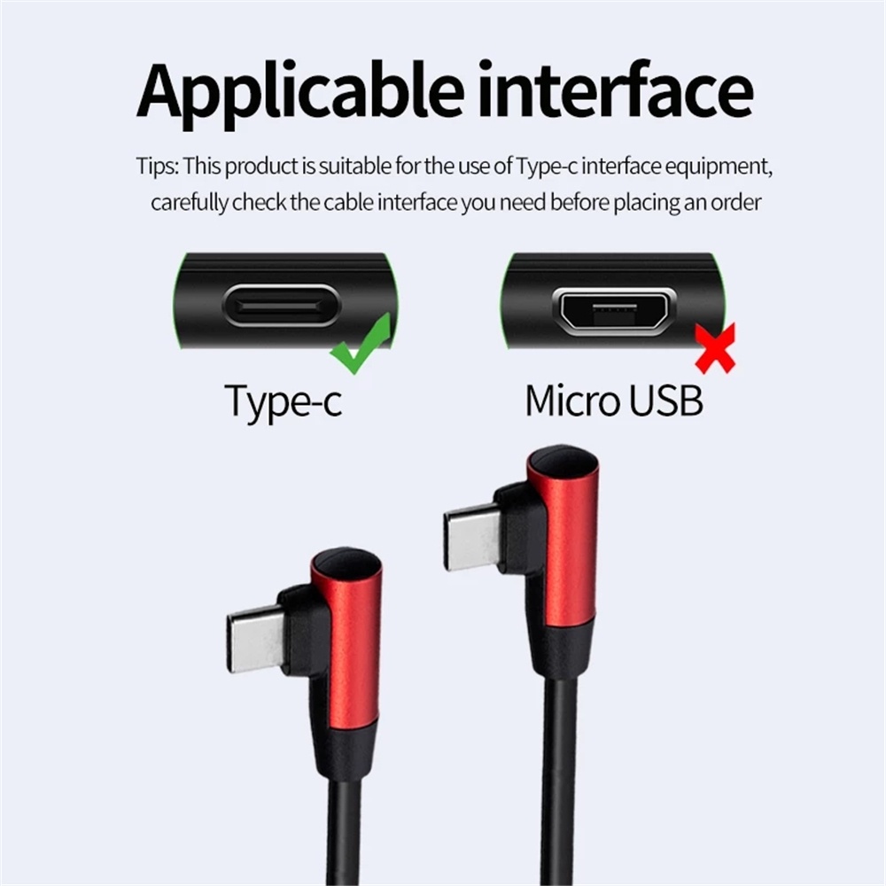 QUINTON Portable Phone Charging 20V 3A 60W Type-c Cables Fast Charging Cable Type-C Devices Type C To Type C Male to Male 0.2m 0.5m 1m 2m Durable 90 Degree Elbow PD Fast Charging/Multicolor