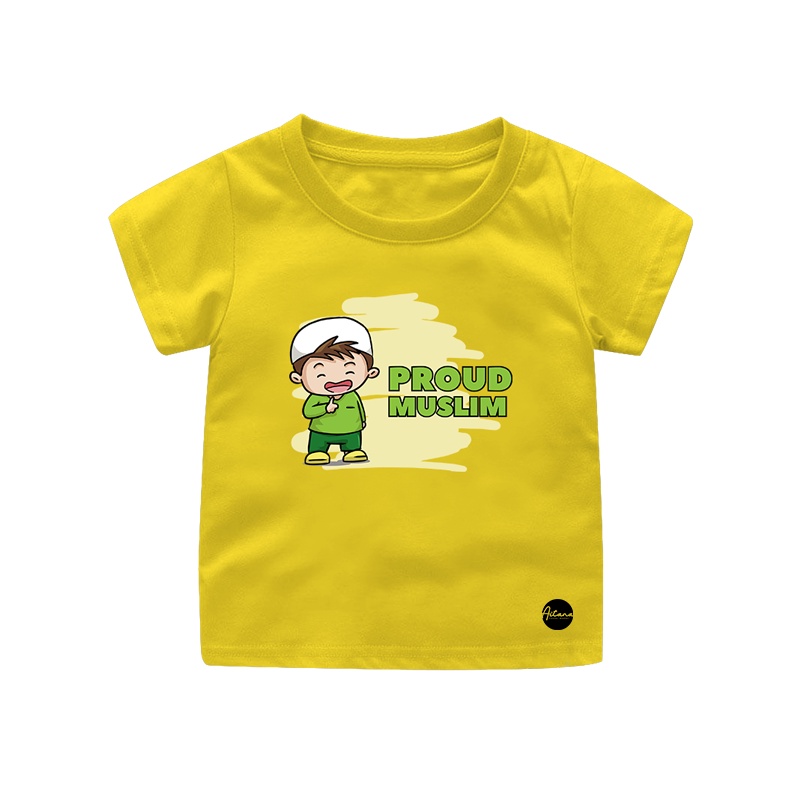 Aitana - Baju Kaos Muslim Lebaran Tema Proud Muslim Ready Bayi Anak Remaja Dewasa Bahan Katun Combed 30s