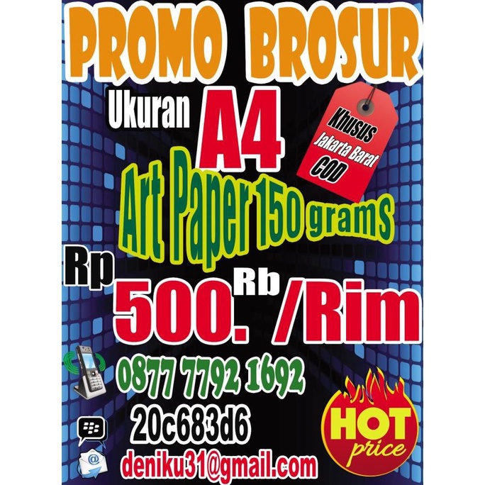 

Brusur murah Art Paper 150 gsm 1 sisi