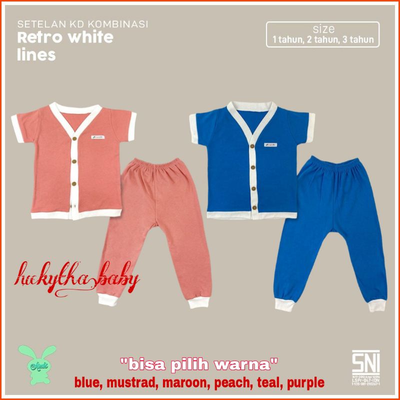 1stl_aruchi retro white lines set piyama anak 1-3 tahun polos kncing depan/ setelan aruchi  cpr retro lines/ piyama bayi 1-3 tahun boy &amp; girl polos/ setelan piyama aruchi terbaru cewe dan cowo