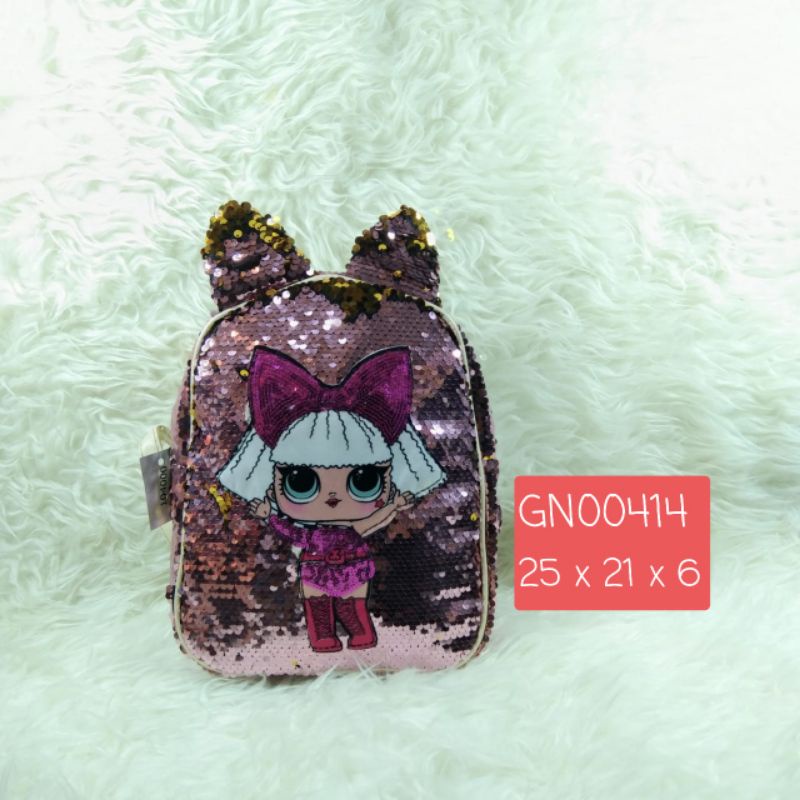 tas ransel lol usap sequin usap bunglon berubah warna motek glitter boneka lol baby tas anak sekolah