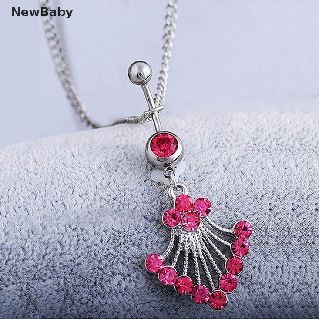 Newbaby Anting Tindik Perutpusar Model Rantai Pinggang Hias Kristal Berlian Imitasi Untuk Wanita