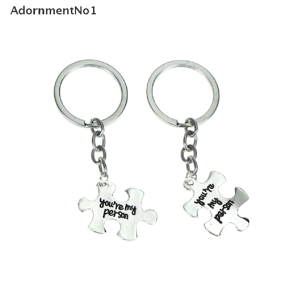 (AdornmentNo1) 2pcs Gantungan Kunci Desain puzzle Tulisan you are my person