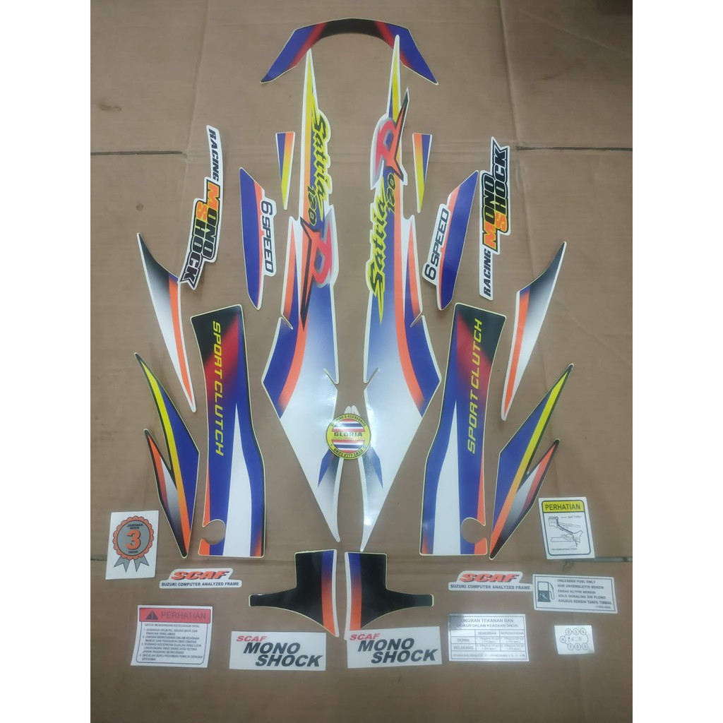 Striping List Body Set Stiker Body Satria Lumba 120 R - Putih Hitam