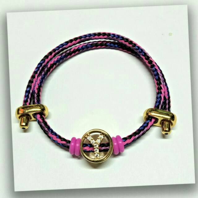  GELANG  TALI  KAWAT WANITA HURUF INISIAL  LAPIS EMAS  13 