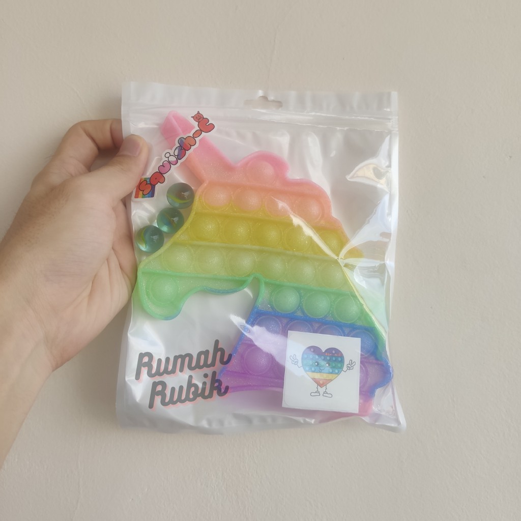 [ SQUISH-C - UNICORN JELLY GLITTER ] Fidget Pop It Original Squish-C-1
