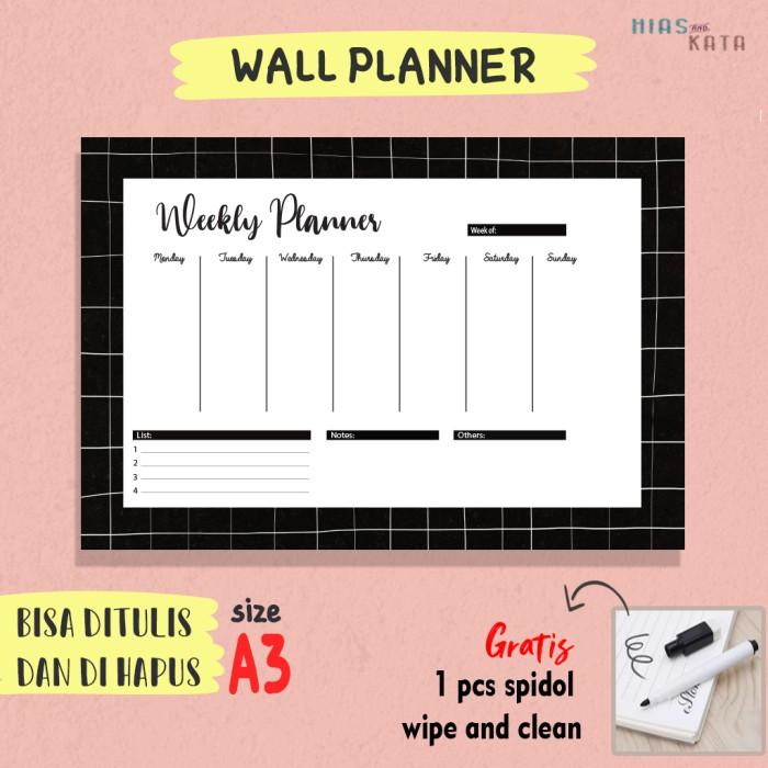 

Book Weekly Schedule / Weekly Planner Board Black Minimalist Uk A3