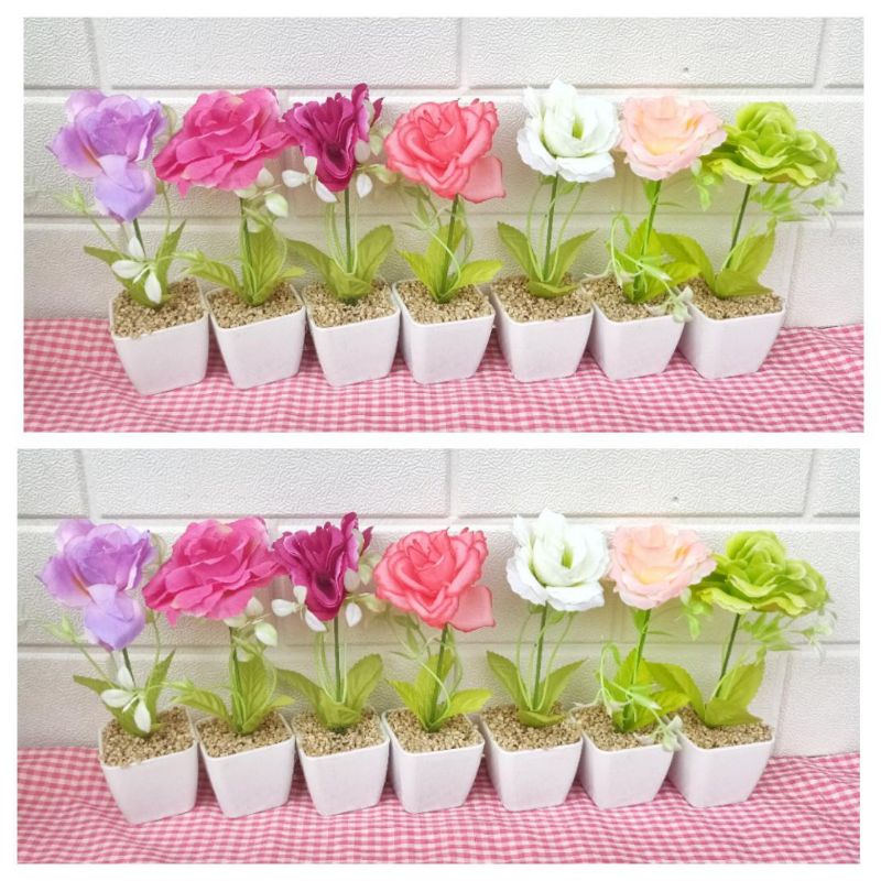 bunga plastik artifcial bunga palsu bunga mawar pot bunga aesthetic