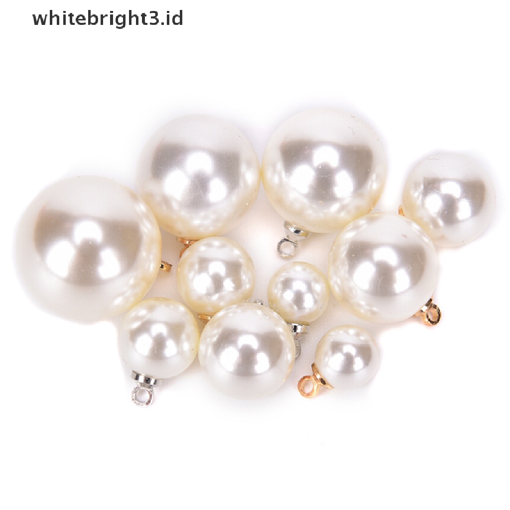 (whitebright3.id) 10pcs / Lot Liontin Mutiara Bulat Untuk Membuat Perhiasan DIY