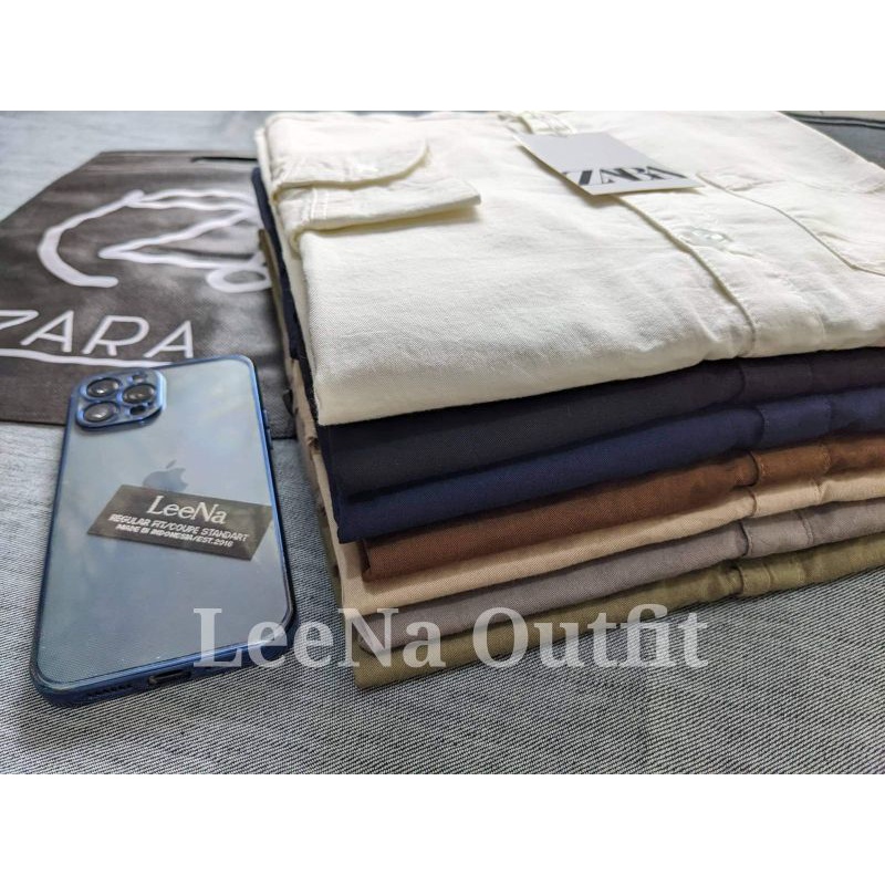 Kemeja Panjang kerah Shanghai | Kemeja Pria Zara Twill Cotton