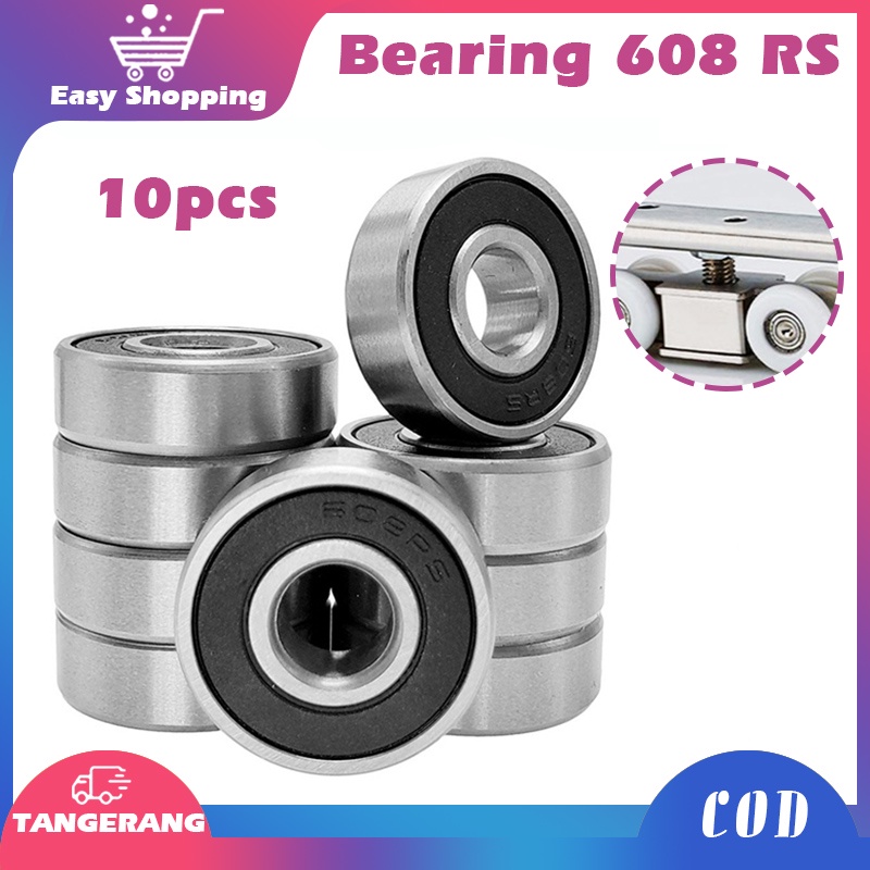 10pcs Bearing 608 RS Alur Dalam Yang Disegel Karet