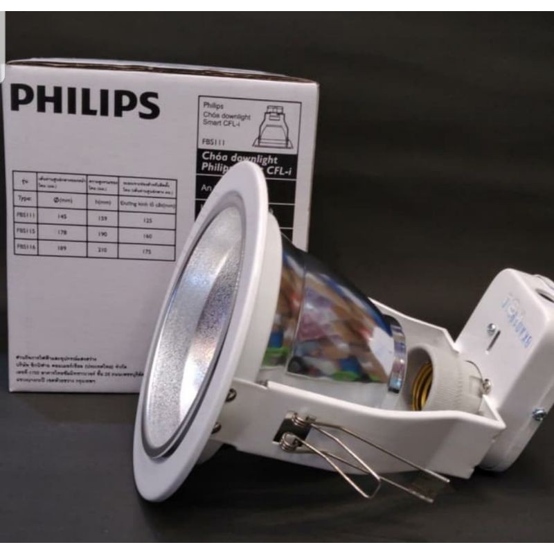 PHILIPS DOWNLIGHT FBS111 4INCH FBS 111 RUMAH LAMPU 4" BIBIR LIST PUTIH CMAX 15W E27 E 27